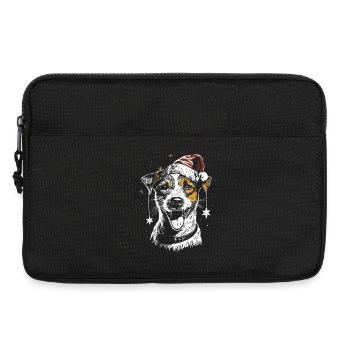 Jack Russell Terrier avec chapeau de Père Noël et étoile - Sacoche pour ordinateur portable 13 pouces - noir - Devant
