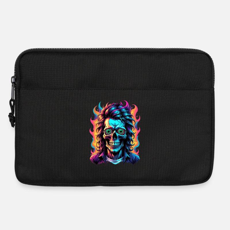 Neon Skull with Vibrant Flames - Laptop bag 13" - black