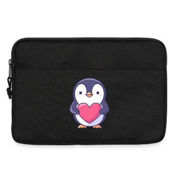 Penguin Holding a Red Heart - Adorable cartoon - Laptop bag 13" - black - Front
