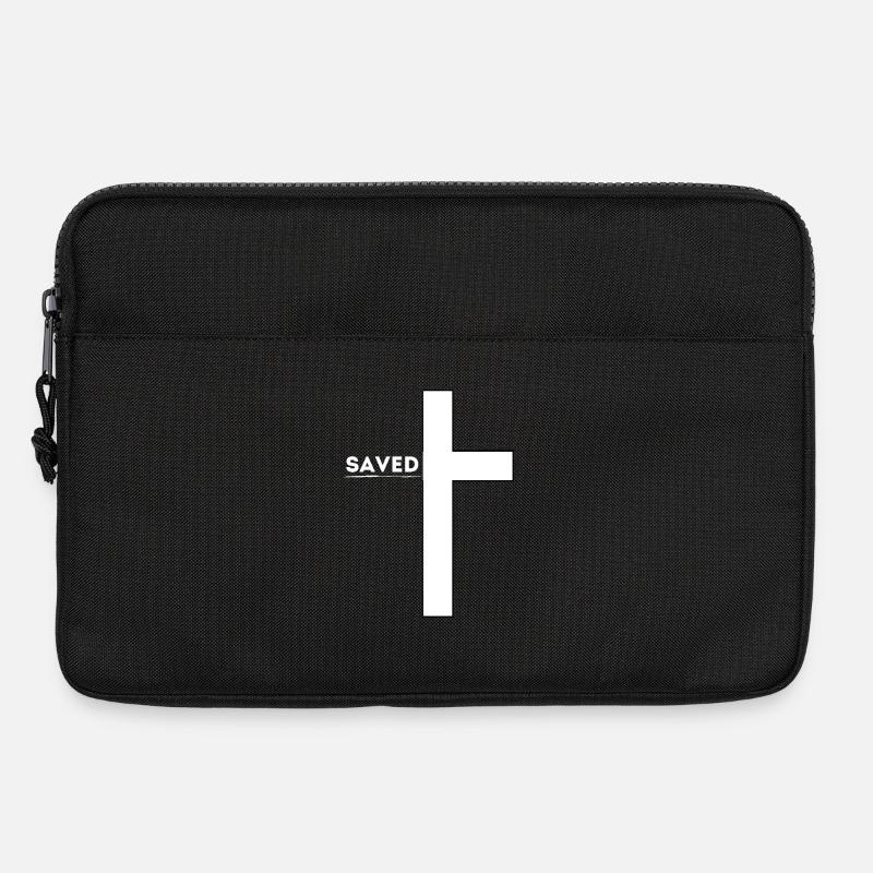'Saved' Cross Design – Standout Christian Apparel - Laptop bag 13" - black