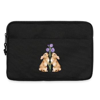 Zwei süße Hasen mit Blumen - Laptoptasche 13" - Schwarz - Vorne