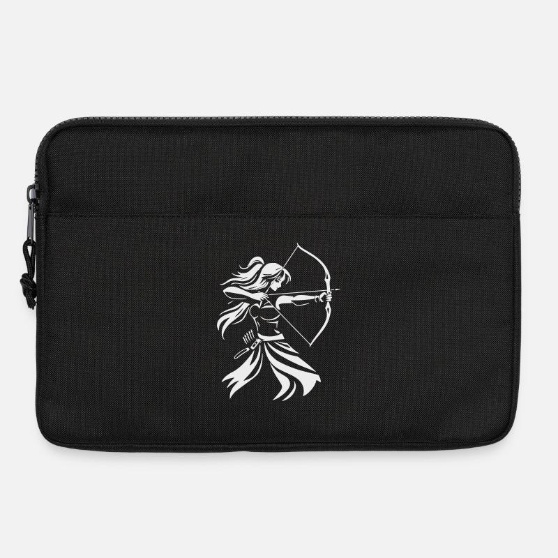 Bogenschütze-Silhouette mit Bogen - Laptoptasche 13" - Schwarz