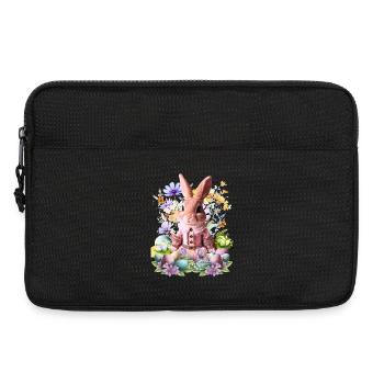 Pink pastel bunny in a sea of flowers - Laptop bag 13" - black - Front