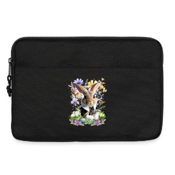 Eleganter Osterhase im Blumenfeld - Laptoptasche 13" - Schwarz - Vorne