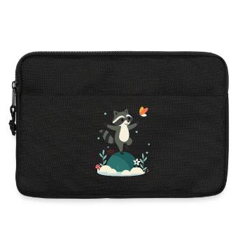 raton laveur dansant ludique avec papillon - Sacoche pour ordinateur portable 13 pouces - noir - Devant