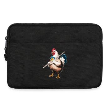 Lustiges Huhn mit Querflöte - Laptoptasche 13" - Schwarz - Vorne
