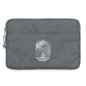 Paysage urbain futuriste avec citation inspirante - Sacoche pour ordinateur portable 13 pouces - gris chiné - Devant