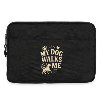 Mon chien me promène - Design pour amoureux des animaux - Sacoche pour ordinateur portable 13 pouces - noir - Devant