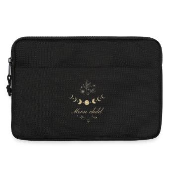 Mondphasen und Sterne mit Mondkind-Text. - Laptoptasche 13" - Schwarz - Vorne