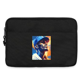 Geometrisches Neon-Porträt Baseballspieler - Laptoptasche 13" - Schwarz - Vorne