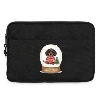 Dachshund in Snow Globe – Winter Tale - Laptop bag 13" - black - Front