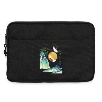 Korean Seollal Design – Cranes and Sun - Laptop bag 13" - black - Front
