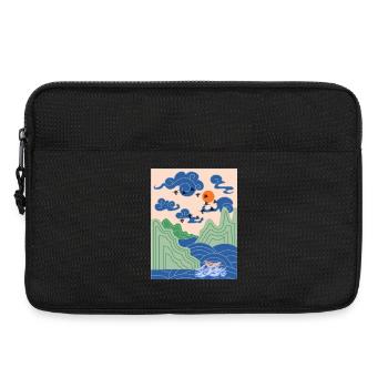Korean Art Design with Cranes & Origami Boat - Laptop bag 13" - black - Front