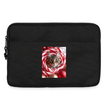 Weihnachtskatze zwischen Zuckerstangen - Laptoptasche 13" - Schwarz - Vorne