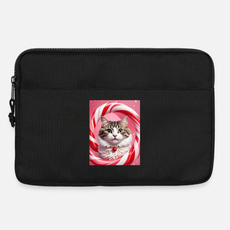 Christmas Cat in Candy Ring Design - Laptop bag 13" - black