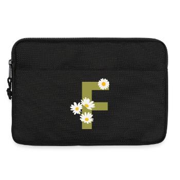 Lettre f vert marguerites - Sacoche pour ordinateur portable 13 pouces - noir - Devant