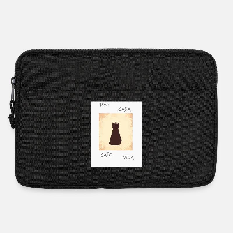 Königskatze in Silhouette mit Krone - Laptoptasche 13" - Schwarz