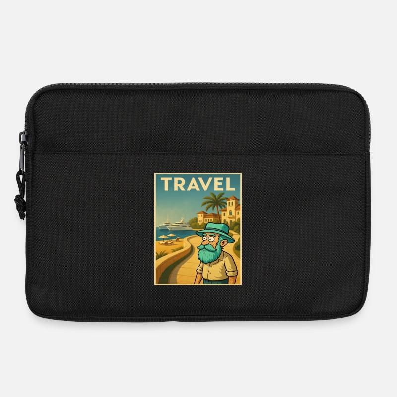 Retro-Art Deco mit Opa auf Reisen - Laptoptasche 13" - Schwarz