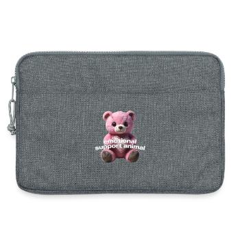Tender pink bear with heart - Laptop bag 13" - heather grey - Front