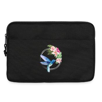 Azure Hummingbird Floral Circle - Laptoptasche 13" - Schwarz - Vorne
