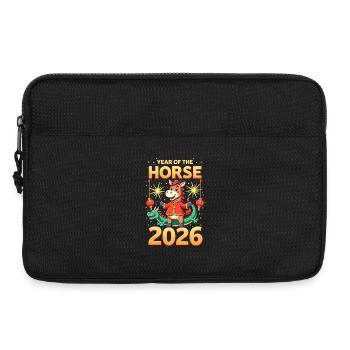 Nouvel An chinois du cheval 2026 - Sacoche pour ordinateur portable 13 pouces - noir - Devant