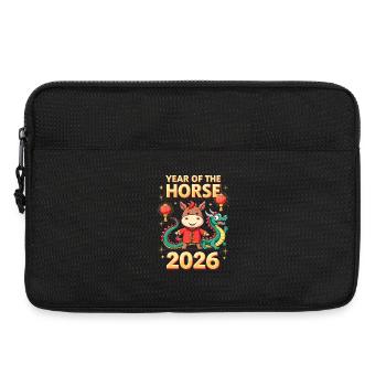 Nouvel An chinois du cheval 2026 - Sacoche pour ordinateur portable 13 pouces - noir - Devant