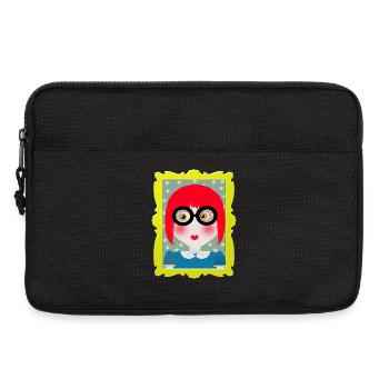 Retro-Porträtmädchen mit Brille - Laptoptasche 13" - Schwarz - Vorne