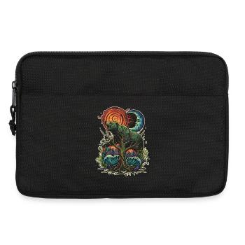 Waldgeist Bär und Weltenbaum - Laptoptasche 13" - Schwarz - Vorne