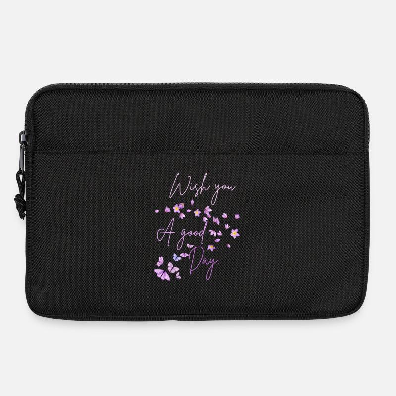 Ich wünsche dir einen schönen Tag, Floral - Laptoptasche 13" - Schwarz