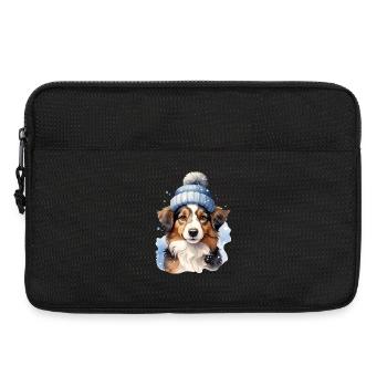 Ein Hund im Winter im Schnee - Laptoptasche 13" - Schwarz - Vorne