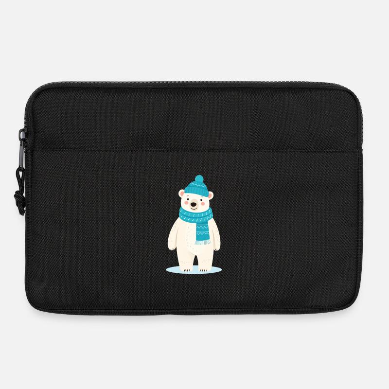 Niedlicher Eisbär mit Mütze und Schal - Laptoptasche 13" - Schwarz