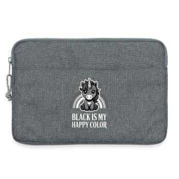 Licorne Noire Joyeuse Couleur - Sacoche pour ordinateur portable 13 pouces - gris chiné - Devant