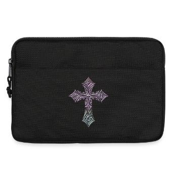Pastellverziertes Kreuz - Laptoptasche 13" - Schwarz - Vorne