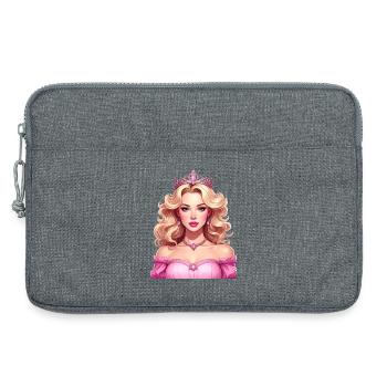 Prinzessin mit blondem Haar und rosa Kleid - Laptoptasche 13" - Grau meliert - Vorne