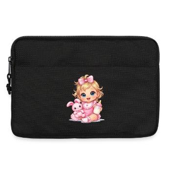 Baby Girl with Pink Bow and Bottle - Laptop bag 13" - black - Front