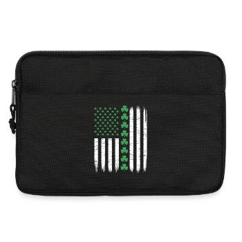 US American Flag with Shamrocks for St Patricks  - Laptoptasche 13" - Schwarz - Vorne