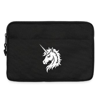 Einhorn Kopf mit ernstem Gesichtsausdruck - Laptoptasche 13" - Schwarz - Vorne