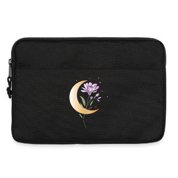 Freesia with crescent moon and stars illustration - Laptop bag 13" - black - Front