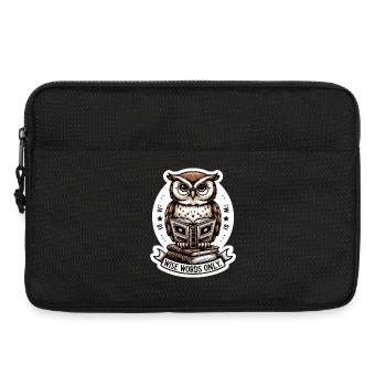 Weise Eule liest Buch - Laptoptasche 13" - Schwarz - Vorne