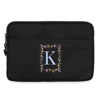 Monogramme de fleur féminine K - Sacoche pour ordinateur portable 13 pouces - noir - Devant