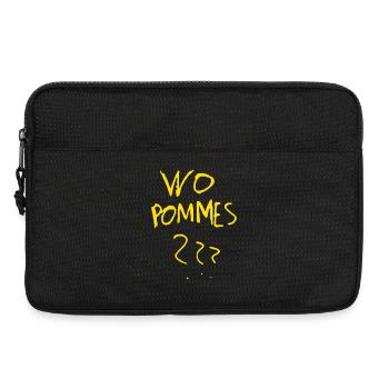 WoPommes – Lustiges Wortspiel Design mit Pommes  - Laptoptasche 13" - Schwarz - Vorne
