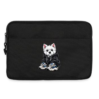 Cool Westie in Oversized Hoodie & Sneaker Design - Laptop bag 13" - black - Front