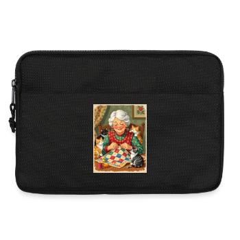 Grandma's Cat Quilt Atelier - Laptoptasche 13" - Schwarz - Vorne