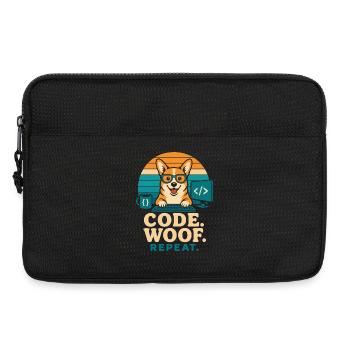 Code Woof Repeat Programmer Corgi - Laptop bag 13" - black - Front