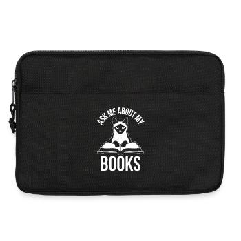 Lustiges Katzen Design Ask Me About My Books - Laptoptasche 13" - Schwarz - Vorne