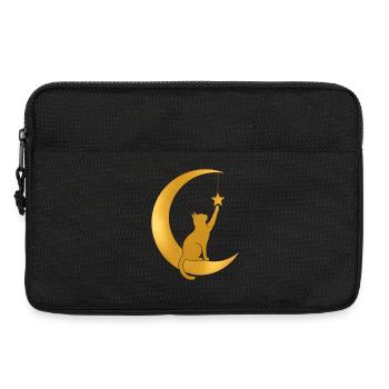 Goldener Halbmond mit einer Katze - Laptoptasche 13" - Schwarz - Vorne