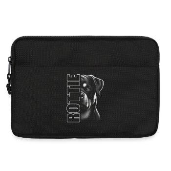 Rottweiler Porträt mit ROTTIE Schriftzug - Laptoptasche 13" - Schwarz - Vorne