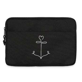Anchor with heart in minimalist style - Laptop bag 13" - black - Front