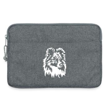 Sheltie Kopf "Black Edition" - Laptoptasche 13" - Grau meliert - Vorne