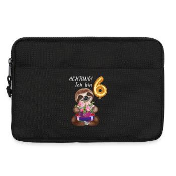 Achtung Ich bin Sechs Lustiges Faultier Geburtstag - Laptoptasche 13" - Schwarz - Vorne